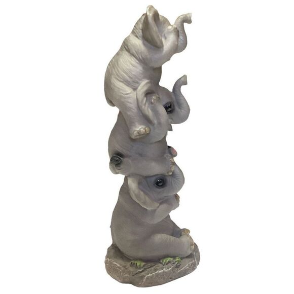 Vintage See Hear Speak No Evil Elephants Totem Statue - Picture 2 of 8